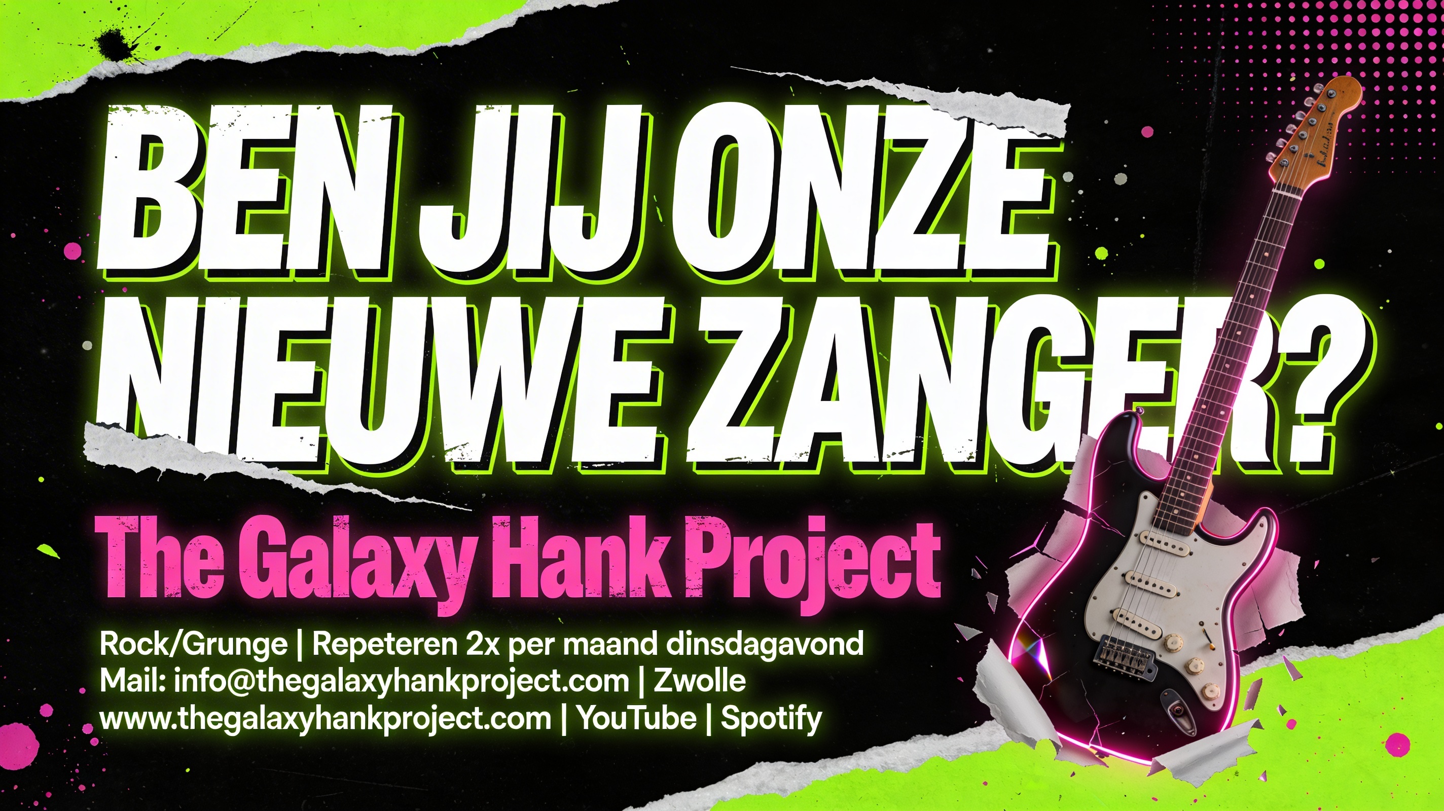 Ben jij onze nieuwe zanger? - The Galaxy Hank Project zoekt zanger